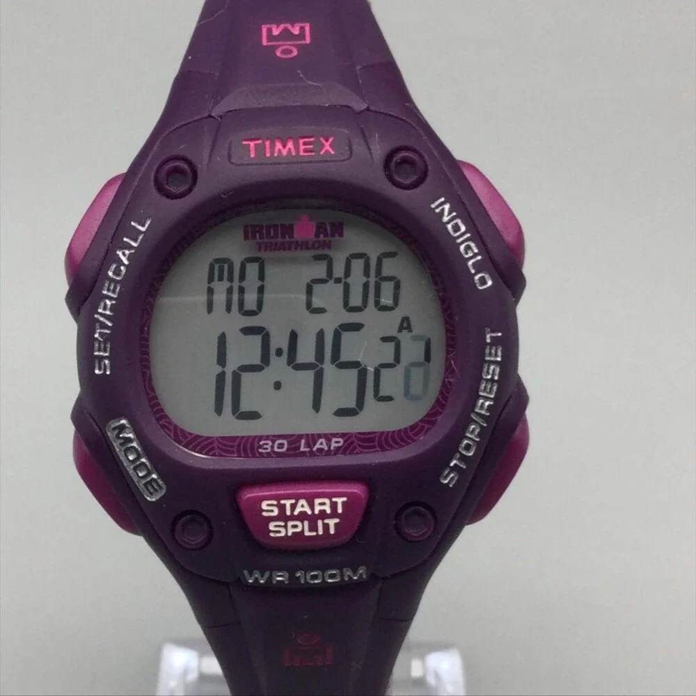 Timex Ironman Triathlon Womens Watch 34mm Digital Purple Indiglo New Battery